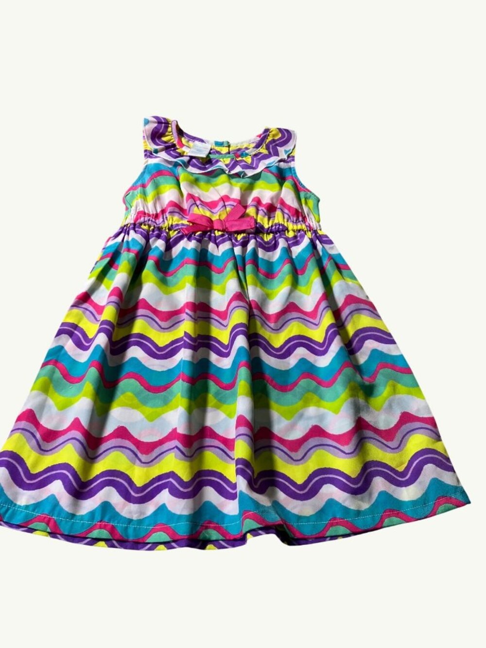 Wonder Kids Girls Chevron Pattern Sleeveless Dress With Bow Accent  Size 5T